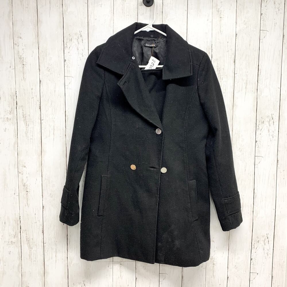 Tahari Jacket Women Chest 37" Large Black Double Breasted Button Down Pea Coat
